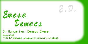 emese demecs business card